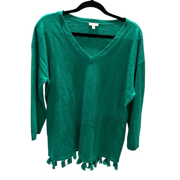 TALBOTS KNIT V-Neck 3/4 Sleeve Sweater Size L LIKE NEW - Picture 2 of 6